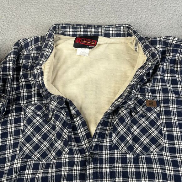 Wrangler Riggs Flannel Shirt 3XT Blue White Plaid Thermal Lined Shacket Big Tall - Picture 5 of 13